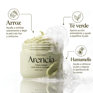 Arencia Limpiador Fresh Green Rice Mochi Cleanser Purificante con Arroz 120 g
