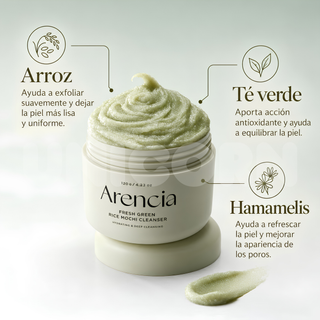 Arencia Limpiador Fresh Green Rice Mochi Cleanser Purificante con Arroz 120 g