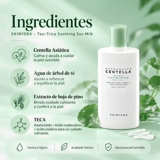 SKIN1004 Protector Solar Madagascar Centella Tea-Trica Soothing Sun Milk Calmante 50 ml