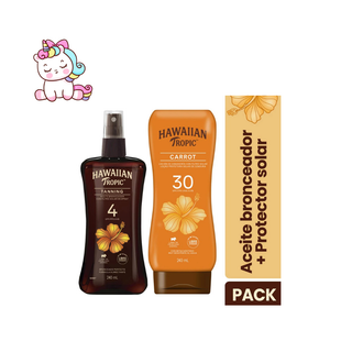 Hawaiian Tropic Pack Protector Solar Loción Carrot SPF 30 + Aceite Bronceador SPF 4 240 ml