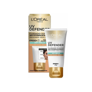 L'Oréal Paris Protector Solar Facial UV Defender Anti Brillo FPS 50+ Anti Fotoenvejecimiento 40 g